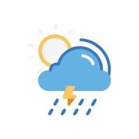 Weather Icon with Sun, Cloud, Rain, and Lightning vector