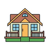 Charming Cartoon House with Porch and Colorful Design vector