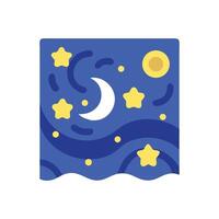 Whimsical Night Sky with Moon, Stars, and Curves vector