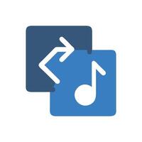 Music file transfer icon with arrows and notes vector