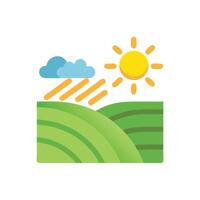 Sunny weather on a green landscape field icon vector