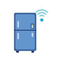 Smart Refrigerator with WiFi Connectivity on Black Background vector