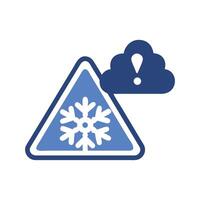 Winter Weather Warning Sign with Cloud and Snowflake vector