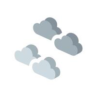 Isometric gray clouds illustration against a black background vector