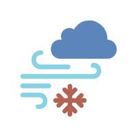 Snowy Windy Weather With Cloud And Snowflake Icon vector