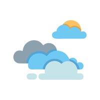 Stylized clouds with sun flat illustration design vector