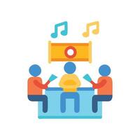 Choir rehearsal music sheet stand with singing people vector