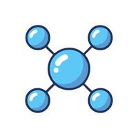 Stylized Blue Molecular Structure Icon on Black Background vector