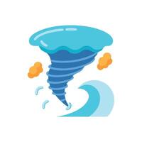 Cartoon Tornado with Wave and Clouds Illustration vector