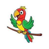 Cartoon Parrot on a Branch Illustration Design vector
