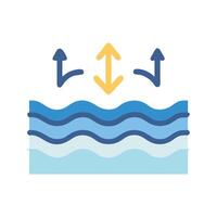 Water levels with arrows indicate up and down vector