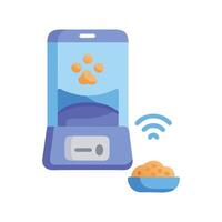 Smart pet feeder with paw icon and Wifi vector