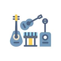Simple music instruments icon, guitar and drum vector