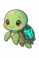 A charming cartoon turtle with an endearing expression and a shell adorned with a celestial constellation, capturing whimsical charm. png