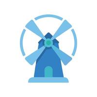 Blue windmill illustration on black background for apps vector