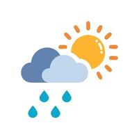 Partly Sunny Weather Icon with Rain and Clouds vector