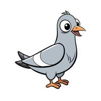 Funny Cartoon Pigeon Character Illustration on White Background vector