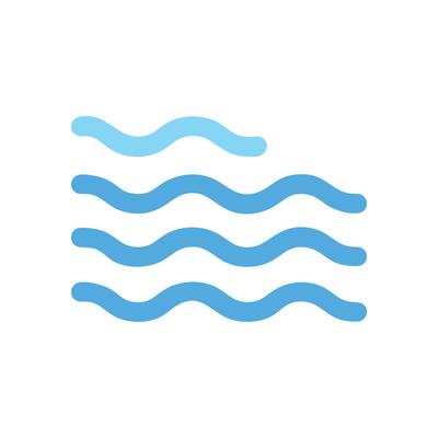 Minimalist Blue Waves Icon on Black Background Illustration