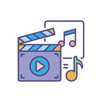 Media Production Clapperboard with Music Notes Icon Illustration vector