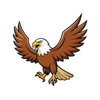 Cartoon Bald Eagle Flying with Open Wings Illustration vector