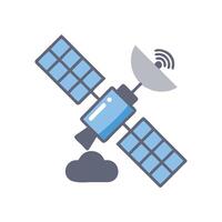 Satellite Communication on Black Background, Technology Icon vector