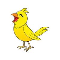 Cute Yellow Cartoon Bird Singing with Open Beak vector