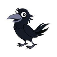 Funny Cartoon Crow Illustration with White Background vector