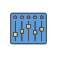 Audio Mixing Console with Faders and Red Lights vector