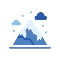 Stylized Mountain Peak with Snow and Clouds Illustration vector