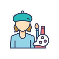 Colorful Icon of a Female Artist with Beret vector