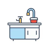 Modern minimalist sink with cabinet for home design vector