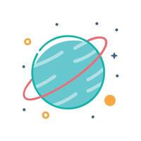 Cartoon ringed planet with stars on black background vector