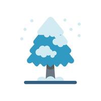 Snowy Christmas Tree Icon with Falling Snowflakes vector