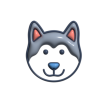 Modern 3D Husky Icon Blue-Eyed Dog, Snow Runner, and Energetic Working Breed Design png