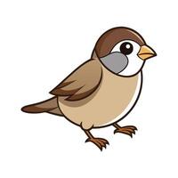 Cute Cartoon Sparrow Isolated on White Background Illustration vector