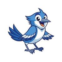 Cartoon Blue Jay Mascot Illustration with Happy Expression vector