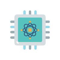 Chip icon with an atom design data processing vector