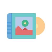 Retro CD case and disk flat illustration icon vector