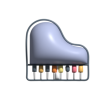 3D Render of Piano Icon Musical Instrument and Classical Music Symbol png