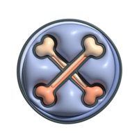 3D Render of Bone Fossil Icon Prehistoric Remains and Archeology Symbol png
