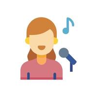Woman singing with microphone and music notes icon vector