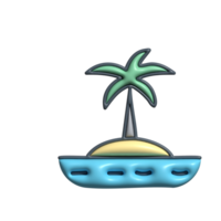 3D Render of Island with Palm Tree Icon Tropical Paradise and Vacation Symbol png