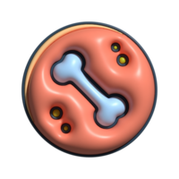 Modern 3D Bone Fossil Icon History, Excavation, and Paleontology Design png