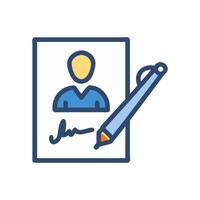 Signing Contract Icon Person, Signature, and Pen vector