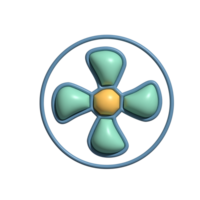 3D Render of Fan Icon Cooling Device and Air Circulation Symbol png
