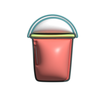 3D Render of Bucket Icon Cleaning and Utility Tool Symbol png