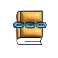 3D Render of Book with Chain Icon Knowledge and Security Symbol png