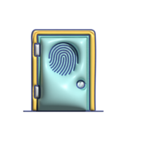 3D Render of Smart Door with Fingerprint Scanner Modern Security Access png