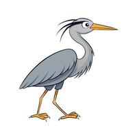 Cute Cartoon Heron Illustration on White Background vector