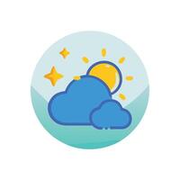 Sunny, Cloudy Icon with Stars on Isolated Background vector